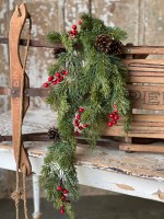 35" Faux Red Berry and Spruce Hanging Spray