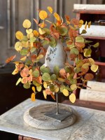 6.5" Opening Faux Fall Eucalyptus Candle Ring