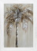 28" x 24" Taupe Palm Tree 2 Coastal Gel White Wash Framed Print