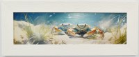 10" x 24" Clawsome Crab Couple Coastal Gel Textured Print in a White Frame