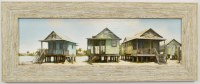 10" x 24" Beach Front Property Coastal Gel Textured Print in a Distressed Sand Frame