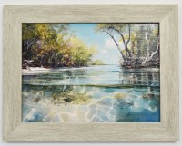14" x 19" Underwater Paradise Coastal Gel Textured Print in a Gray Frame