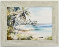 14" x 19" Tropical Breeze Coastal Gel Textured Print in a Gray Frame