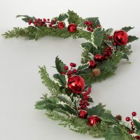 6' Faux Holly and Red Bells Garland
