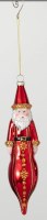 8" Red Glass Santa Finial Ornament