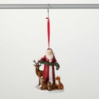 5" Red Polyresin Santa With Forest Animals Ornament