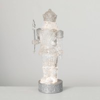 12" LED Clear and Silver Shimmer Nutcracker