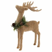 12" Brown Faux Weave Deer Statue