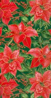 8.5" x 4.5" Red and Green Poinsetta Guest Towels