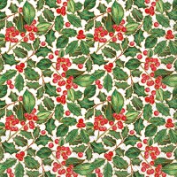 5" Square Tiny Holly Leaves Beverage Napkins