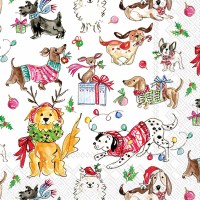 5" Square Rosanne Beck Christmas Dogs Beverage Napkins