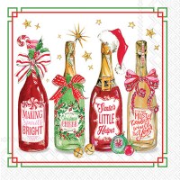 5" Square Rosanne Beck Christmas Wine Bottles Beverage Napkins