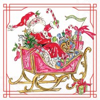 5" Square Rosanne Beck Santa Sitting in His Sleigh Beverage Napkins