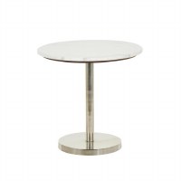 20" Round White Marble Top and Silver Base End Table