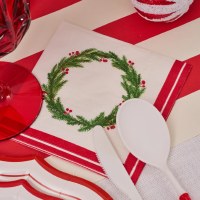 5" Square Merry and Bright Wreath Beverage Napkins