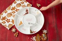 13" Round Six Compartment Ceramic Cookie Tray With Two Spoons by Mud Pie