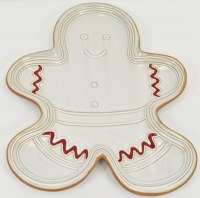 13" White and Red Ceramic Gingerbread Man Platter by Mud Pie