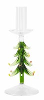 8" Green Glass Tree Taper Candleholder by Mud Pie