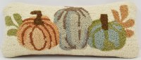 8" x 18" Multicolored Pumpkins Hooked Decorative Fall Pillow by Mud Pie