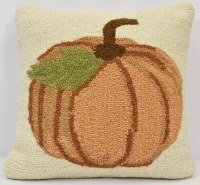 18" Sq Orange Pumpkin Hooked Decorative Fall Pillow by Mud Pie