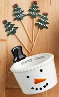 3" Round Ceramic "Snowy Snacks" Snowman Bowl With Toothpicks by Mud Pie