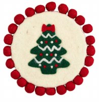 8" Round Wool Christmas Tree Trivet by Mud Pie