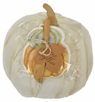 8" Cream Pumpkin Plate With a Spreader and Napkins by Mud Pie