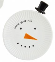 8" Round Ceramic Snowman "Snow Your Role" Plate With a Spreader by Mud Pie