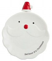 8" Round Ceramic Santa "BeClaus It's Christmas" Plate With a Spreader by Mud Pie