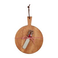 6.5" Round Wood Serving Board With a Reindeer Head Spreader by Mud Pie