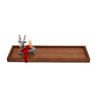 5" x 14" Wood Tray With a Reindeer Toothpick Holder by Mud Pie