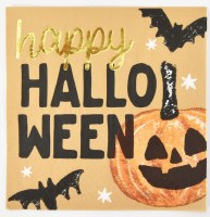 5" Square "Happy Halloween" Jack-O-Lantern and Bats Beverage Napkins by Mud Pie