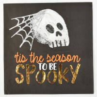 5" Square "'Tis The Season to be Spooky" Skull & Web Beverage Napkins by Mud Pie