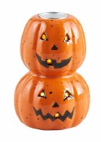 4" LED Ceramic Jack-O-Lanterns Taper Candleholder by Mud Pie