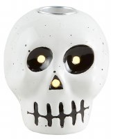 4" LED Ceramic Skull Taper Candleholder by Mud Pie