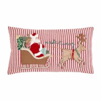 11" x 20" "Make it Merry" Santa in His Sleigh Decorative Christmas Pillow by Mud Pie