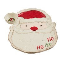 12" Santa Head Ceramic Chip and Dip Dish by Mud Pie