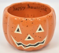 3" Glow in the Dark "Happy Haunting" Pumpkin Bowl by Mud Pie