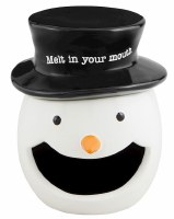 7" "Melt in Your Mouth" Motion Activated Sound Ceramic Snowman Candy Dish by Mud Pie