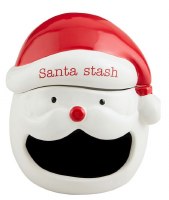 7" "Santa Stash" Motion Activated Sound Ceramic Santa Candy Dish by Mud Pie