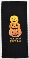 25" x 16" "Hey There Pumpkin" Jack-O-Lanern Stack Kitchen Towel by Mud Pie