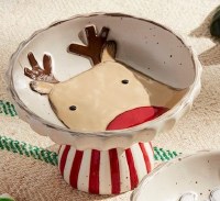 6" Round Reindeer Face Ceramic Candy Dish by Mud Pie