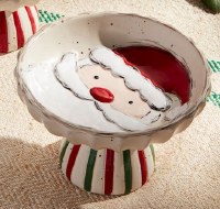 6" Round Santa Face Ceramic Candy Dish by Mud Pie