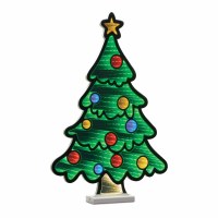 24" LED Green Christmas Tree With Ornaments Infinity Light