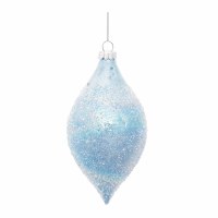 6" Blue Textured Glass Diamond Ornament