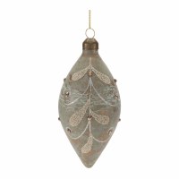 5" Distressed Gold and Verdigris Glass Diamond Ornament