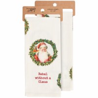 28" x 18" "Rebel Without a Claus" Christmas Kitchen Towel