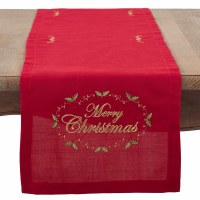 14" x 72" Red "Merry Christmas" Table Runner