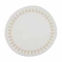 14" Round Gold and White Christmas Tree Placemat