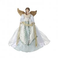 17" White and Blue Pearl Angel Statue